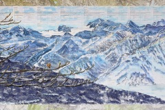 28 Tage Zu Besuch In Bad Ischl, 2021, Eine Erinnerung, 100 x217 cm, Pastell auf Tagesprotokollen und Wanderkarten