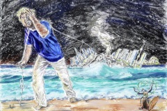 Der Inselnsammler, 2021, Pastell auf Dipond, 50x66 cm