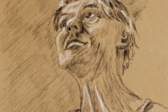 Selbstportrait_III, 1/2022, Pastell auf braunen Karton, 35x25 cm