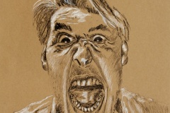 Selbstportrait_II, 1/2022, Pastell auf braunen Karton, 35x25 cm