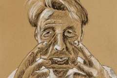 Selbstportrait_I, 1/2022, Pastell auf braunen Karton, 35x25 cm