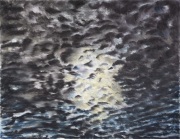 Mein Himmel am 09.07.2019,Pastell auf Dipond, 100x130cm (Übermalung einer Fotografie der Innenräume der Wr. Karlskirche aus 2010)