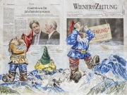 Zwerge; Was sie alles sagen, hören und sehen!06.12.2020, Pastell auf Wiener Zeitung vom 03.12.2020